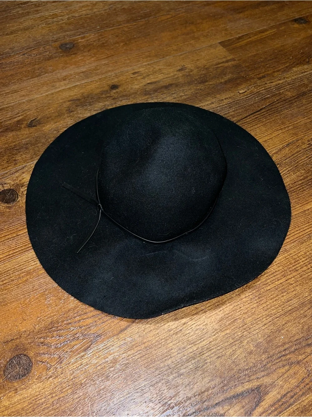A New Day Black Boho Chic Wide Brim Floppy Felt Hat One Size